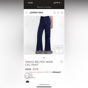 EMIKA BELTED WIDE LEG PANT- Johnny was. Size small